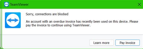 Connections Are Blocked Overdue Invoice For Personal Use — Teamviewer