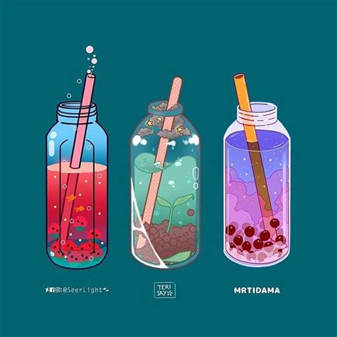 Aesthetic bubble tea boba sticker set of 5 different colors, notebook sticker, laptop stickers, tablet sticker this is a set of 5 different colored stickers and are printed on premium glossy sticker paper. @seerlight @teriskyart @mrtidama art collab #illustration #art #boba #tea #cuteart #aesthetic # ...