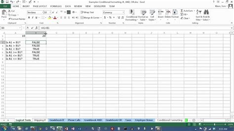 Excel 2013 Logical Tests Youtube