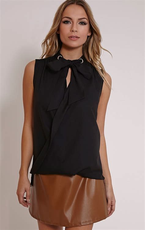 dianne black pussy bow blouse blouses prettylittlething