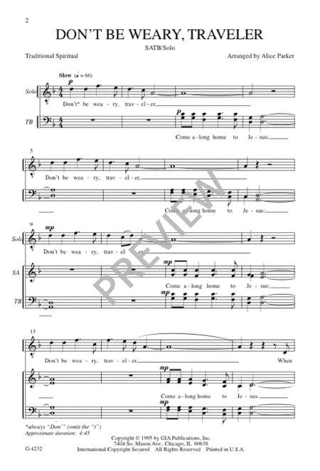 Preview Dont Be Weary Traveler Gig 4232 Sheet Music Plus
