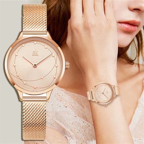 luxury rose gold women watches unique irregular pattern elegant mesh strap fashion casual ladies