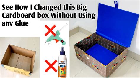 How To Cover A Big Cardboard Box Without Using Any Glue Diy Cardboard
