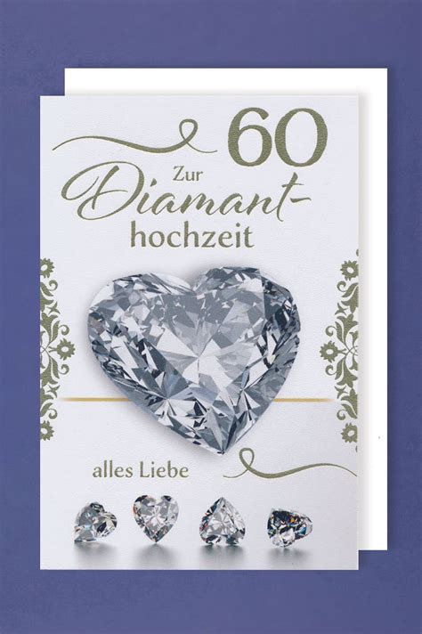 Diamant Hochzeit Karte Grußkarte Alles Liebe Herz Foliendruck x cm AvanCarte