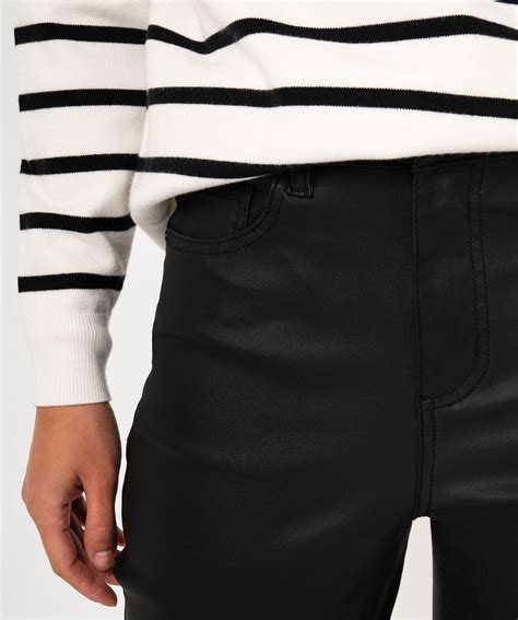Pantalon Skinny Enduit Push Up Taille Haute Noir Gemo