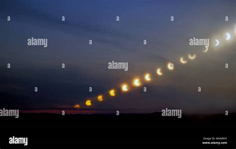 Sequence Of The Partial Solar Eclipse 3 May 2003 Norway Stock Photo