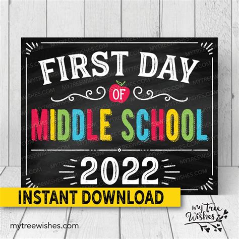 First Day Middle School Sign First Day Of Middle School Etsy