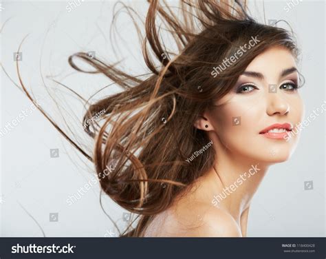 Woman Face Hair Motion On White Stock Photo 118400428 Shutterstock