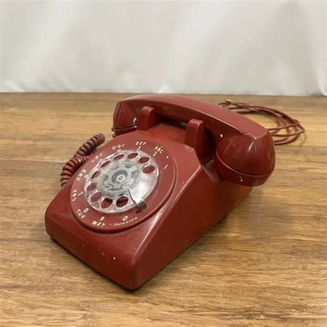 Vintage Bell Systemwestern Electric Red Rotary Dial Desk Telephone