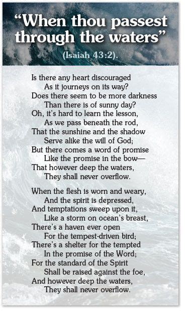 When Thou Passest Through The Waters Christian Poems Prayer Verses