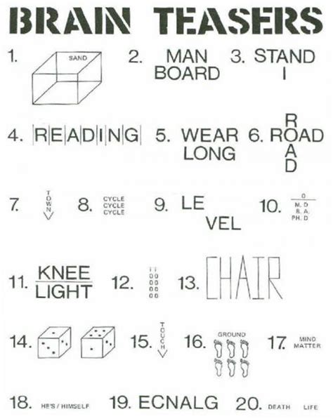Brain Teasers Can You Find The Hidden Meanings