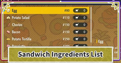 Pokemon Scarlet And Violet Sandwich Ingredients List Locations
