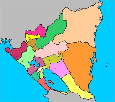 Mapa de Nicaragua político sin nombres