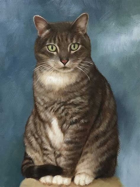 6 x 8 cat portrait oil painting on canvas. Acrylic Cat Portraits, 100% Hand-Painted By Real Artists