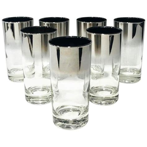 Set Of Seven Mid Century Modern Barware Glasses With Silver Overlay 1960s At 1stdibs