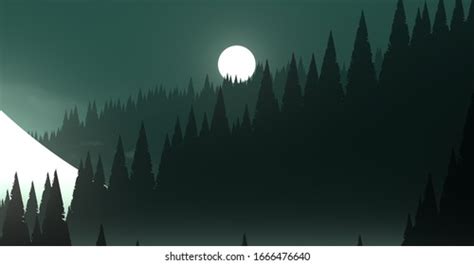 Winter Landscape Cold Night Wilderness Frozen Stock Illustration