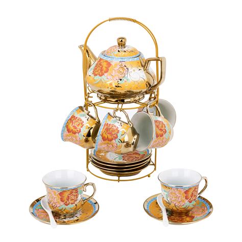 Buy 20 Piece European Ceramic Tea Set Porcelain Tea Setwith Metal