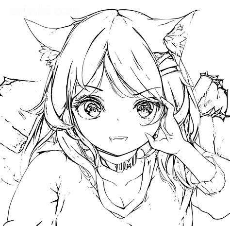 Anime Cat Girl Free Coloring Pages