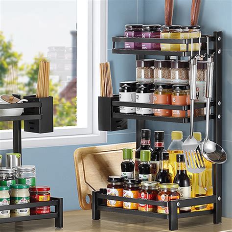 Spice Rack 3 Tier Kitchen Countertop Standing Storage Organizer Or Wall