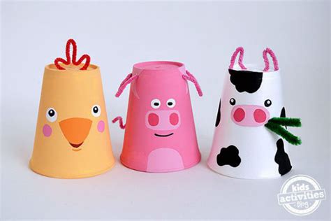 Foam Cup Crafts The Farm Set Cow Chick Piggy Thrifty Momma