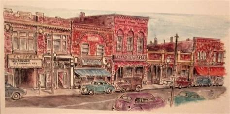 1940s Artwork Depiction Of Downtown Cuyahoga Falls By Don Jeffrey 2019