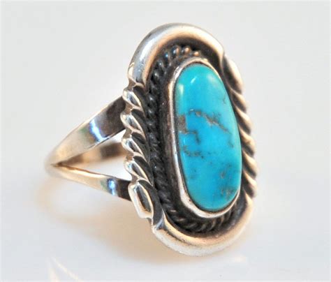 Navajo Turquoise Sterling Silver Ring Size Native Etsy