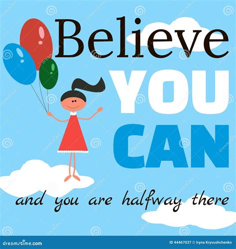 Motivational Quote On The Poster In Cartoon Style Stock Vector