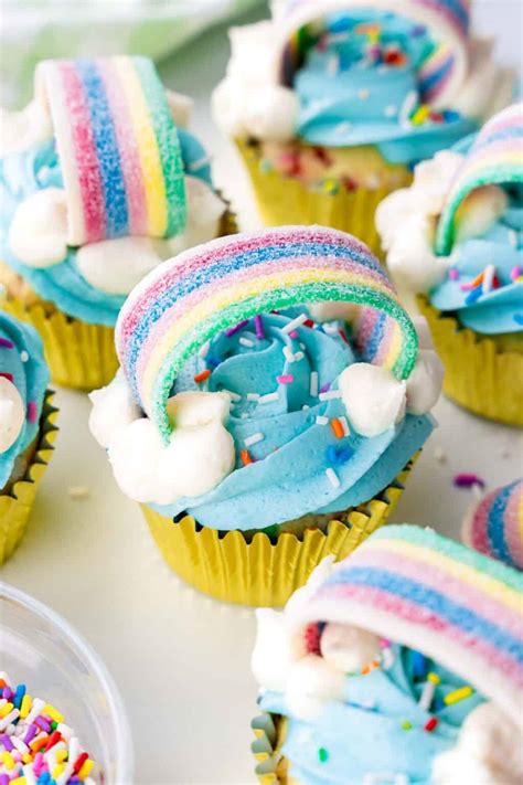 Rainbow Cupcakes With Vanilla Cloud Frosting Little Sunny Kitchen