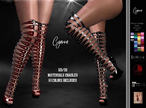 Second Life Marketplace Promo Cyanna Thigh High Lace Up Open Toe