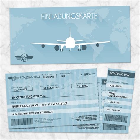 Flugticket vorlage zum bearbeiten / flugtickets für bordkarten zum flugzeug für die reise. Einladungskarte Flugticket gestalten - eigenbauDESIGN