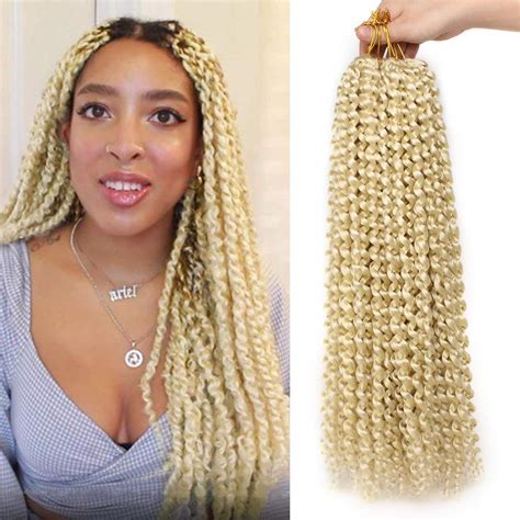 Buy Leeven Inch Long Water Wave Crochet Hair For Passion Twist Packs Blonde Curly Bohemian