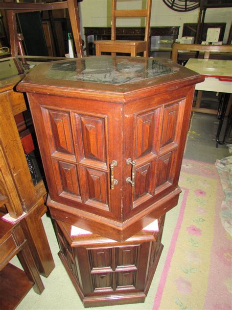 The reclaimed wood end table/side table is large enough to hold just what you need but small enough to fit anywhere in any room! Pair of Vintage Hand Carved Teak Marble Top Two Door ...