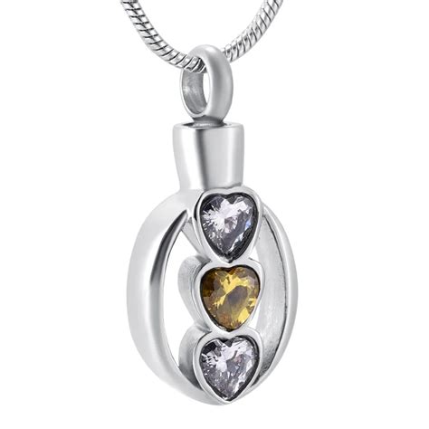 Cremation Jewelry For Ashes Heart Crystal Oval Memorial Urn Pendant