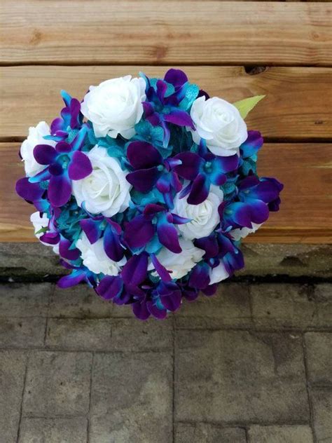 Galaxy Orchid Bridal Bouquet Turquoise Blue Island Orchid Bouquet