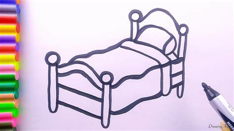 How To Draw A Bed For Kids Drawing Bed Step By Step Drawing