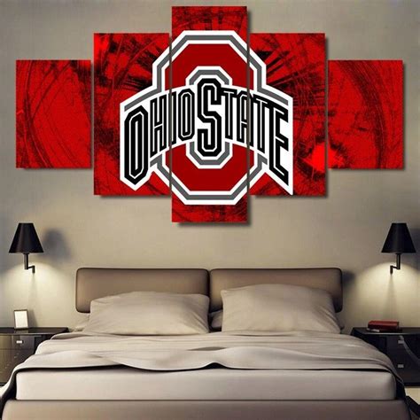 Framed 5 Piece Ohio State Buckeyes Painting Printed Canvas Wall Art