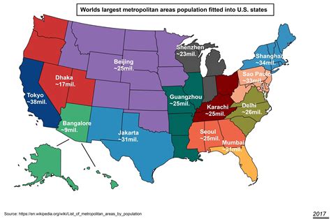 Worlds Largest Metropolitan Areas Population Fitted Into Us States U