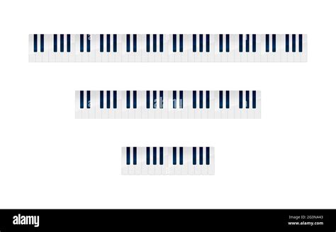 Set Of Piano Keys With Different Numbers Of Octaves On White Stock