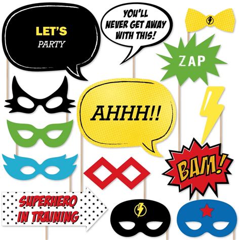 Big Dot Of Happiness Bam Superhero Photo Booth Props Kit 20 Count