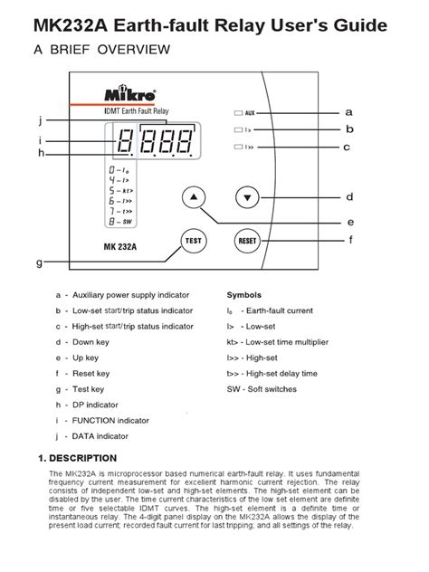 Relay bảo vệ chạm đất mikro mk201a relay bảo vệ chạm đất mikro mk201a mk201a : Mikro Idmt earth fault relay manual | Relay | Switch ...