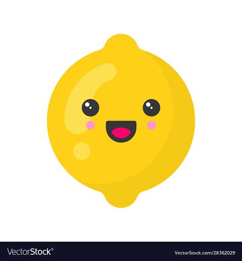 Cute Smiling Lemon Isolated Colorful Fruit Vector Image