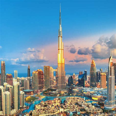 Skyline Of Dubai United Arab Emirates With The Tallest Building In