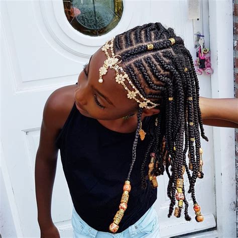 When your child is very little you might have to help them to do the braids, but once she gets a little bit older she. Braids and Beads- Natural hairstyles for girls | Girls ...