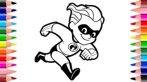 How To Draw And Color Dash Parr Running Incredibles Drawing Step By