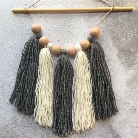 Tassel Wall Hanging Yarn Tassel Wall Hanging Boho Decor Woven Wall