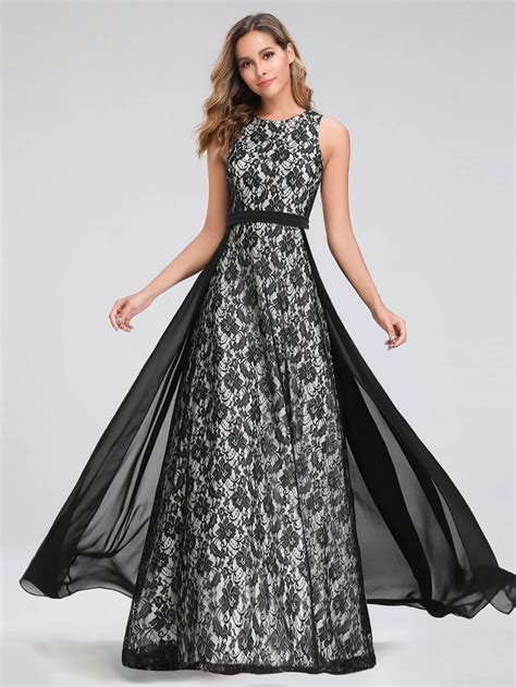 Elegant A Line Sleeveless Lace Evening Dress In 2020 Long Black