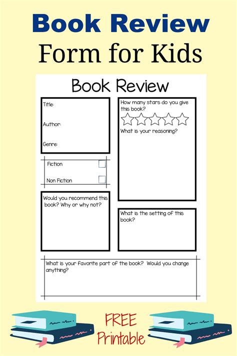 Book Review Form For Kids The Activity Mom
