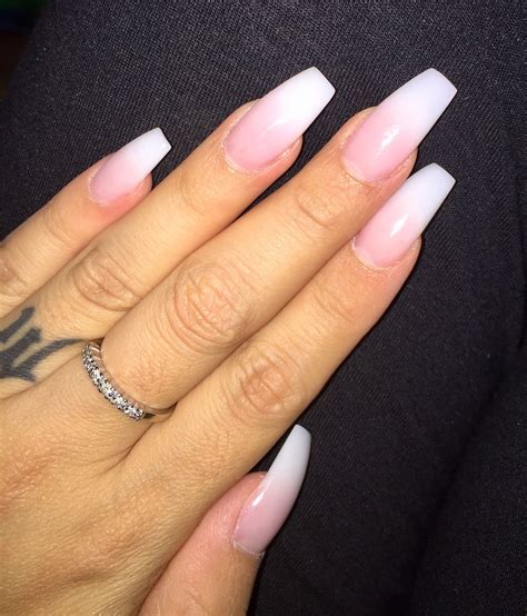 Pink To White Acrylic Ombr Coffin Style Ig Ashleyvictoria Xo