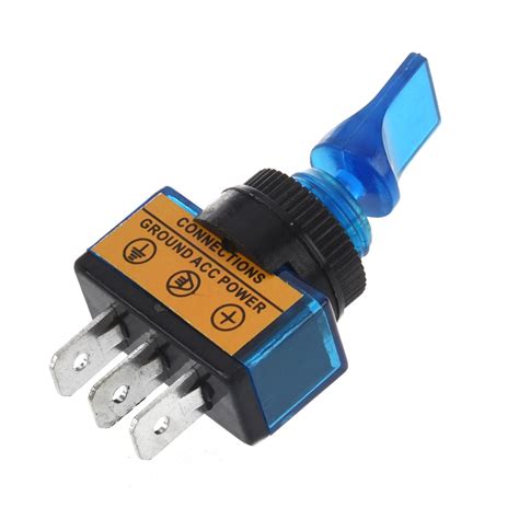 12vdc 20a Two Position Onoff Spst 047 Mount Blue Light Toggle Switch