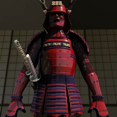Samurai Armor Red Sanada Clan 3d Model Cgtrader